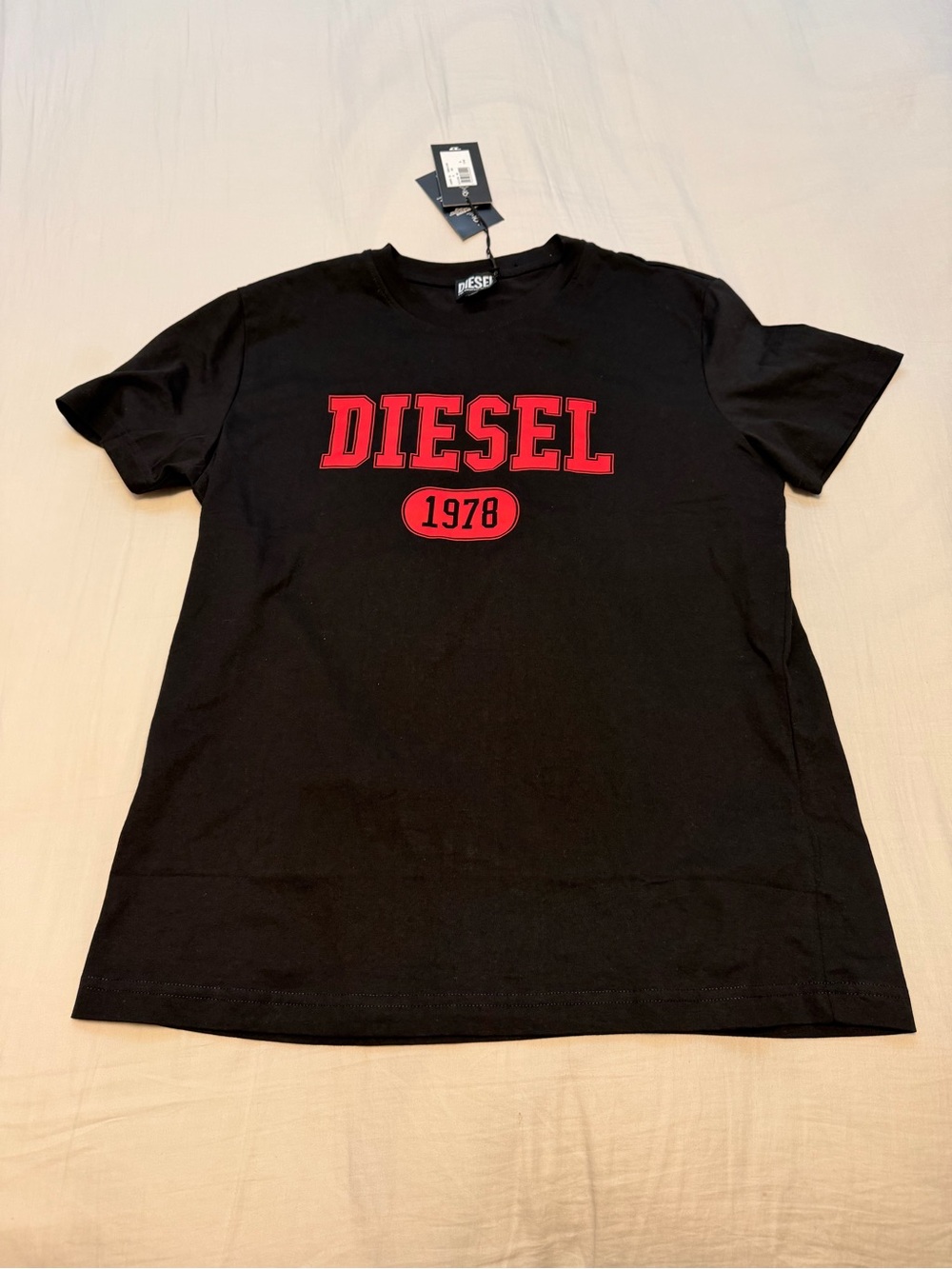 Diesel Black Short Sleeve Tee with Red Logo